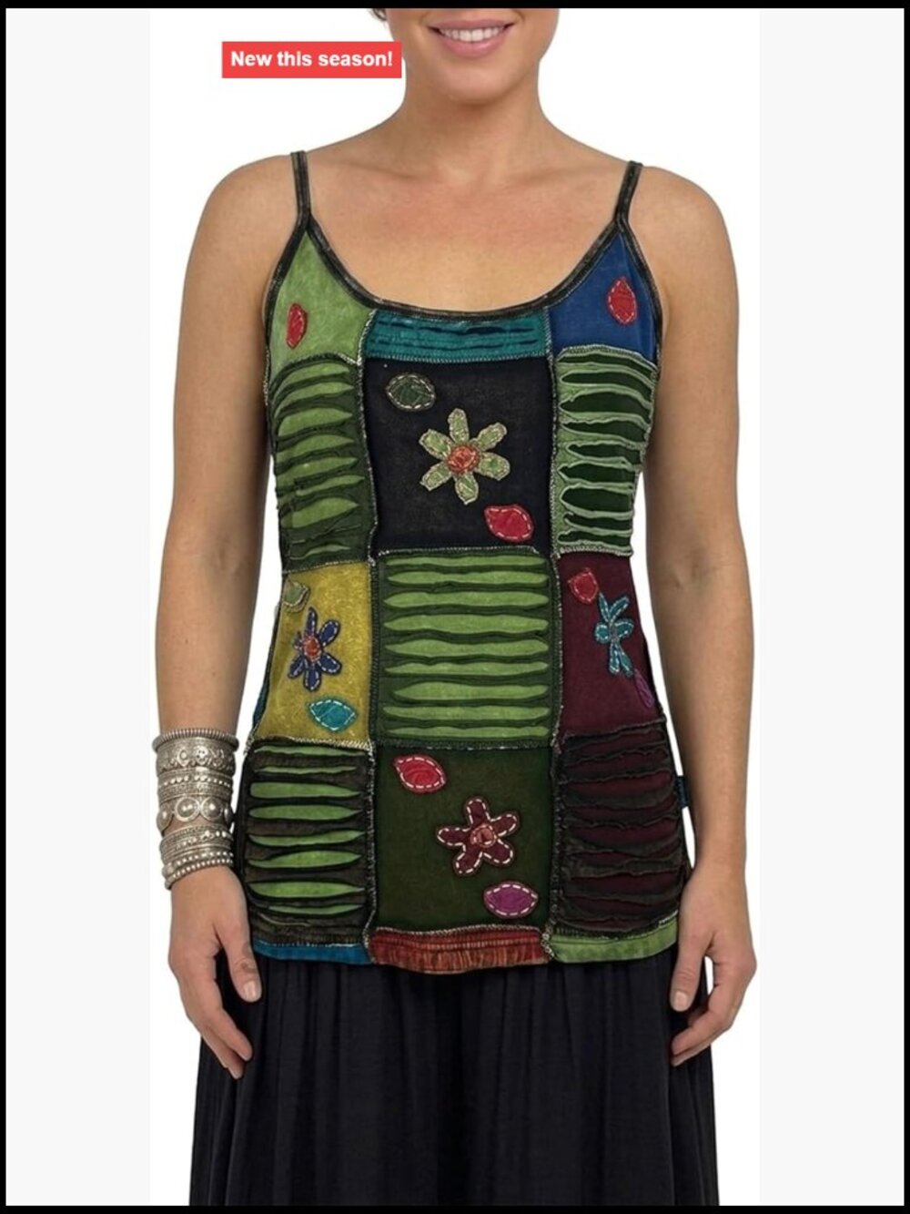 Boho Women's Patchwork Rib Cotton Tank Top Cami Sleeveless Hippie Summer